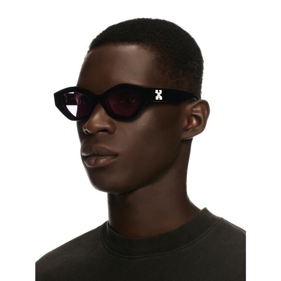 Off-White Hilo Cat-Eye Sunglasses Black‎ Pink Lens Acetate Made in Italy NEW main image 6